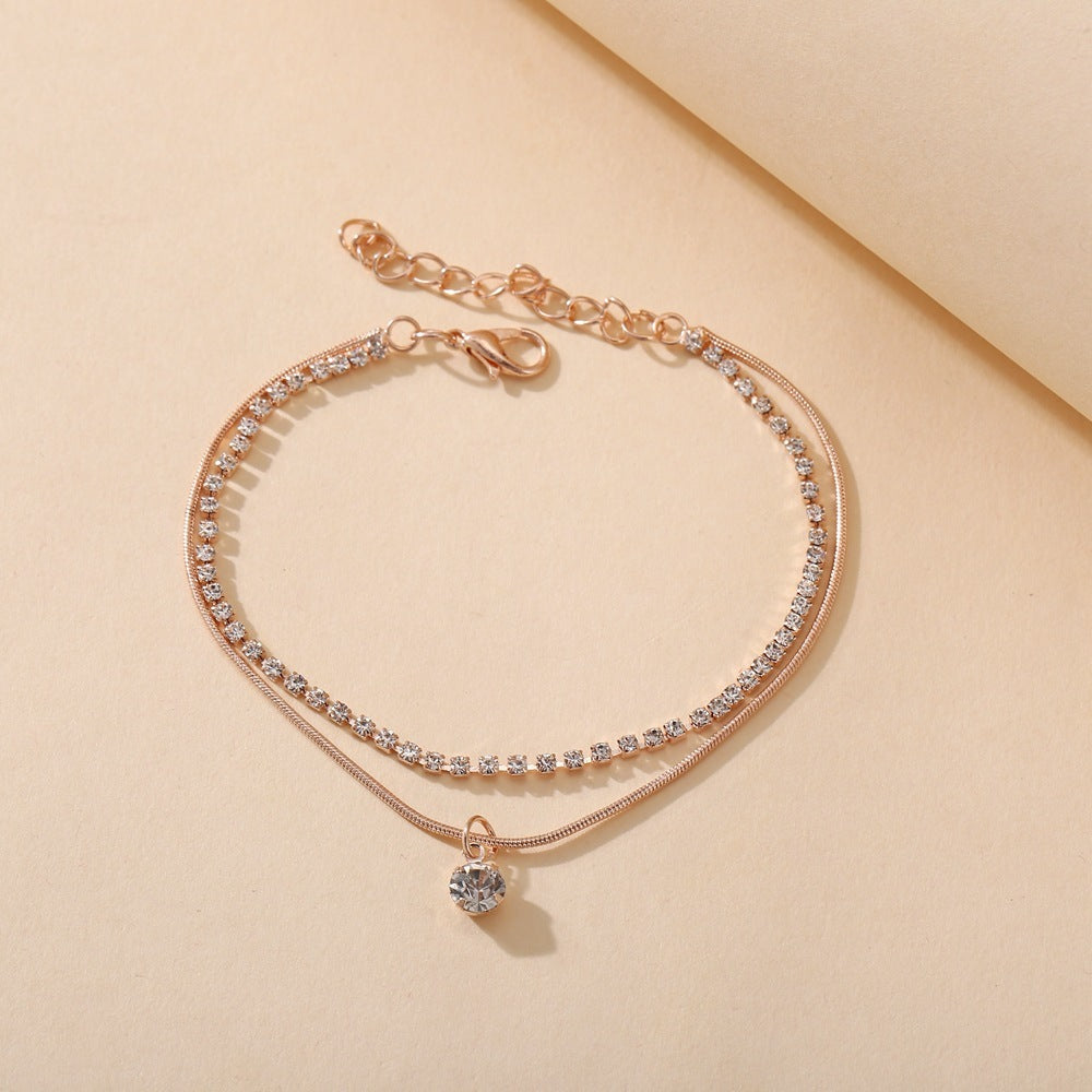 Diamond Dangle Boho Anklet