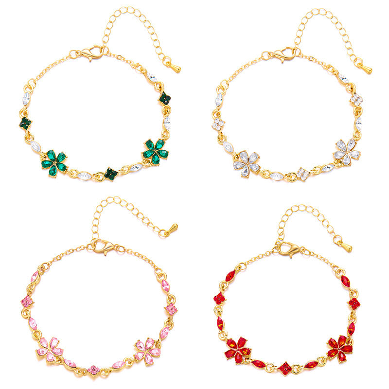 Sparkling Flower Pendant Bracelet