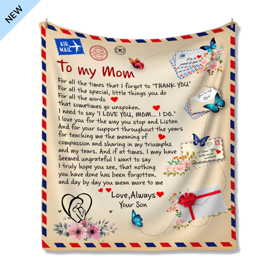 To My Mom – Cozy Flannel Blanket with a Heartfelt Message