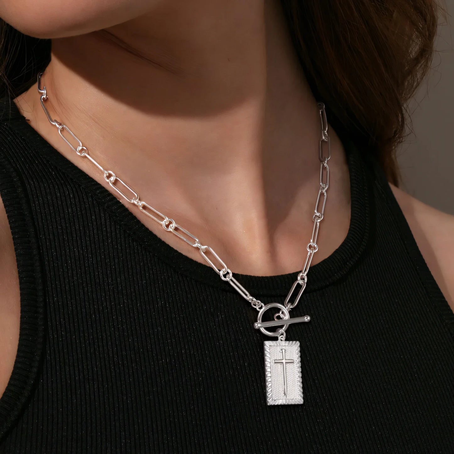 Nail Cross Pendant Necklace - 18K Gold Plated