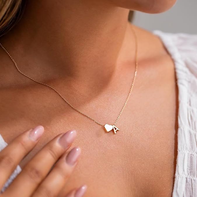 Teeny Heart Initial Necklace