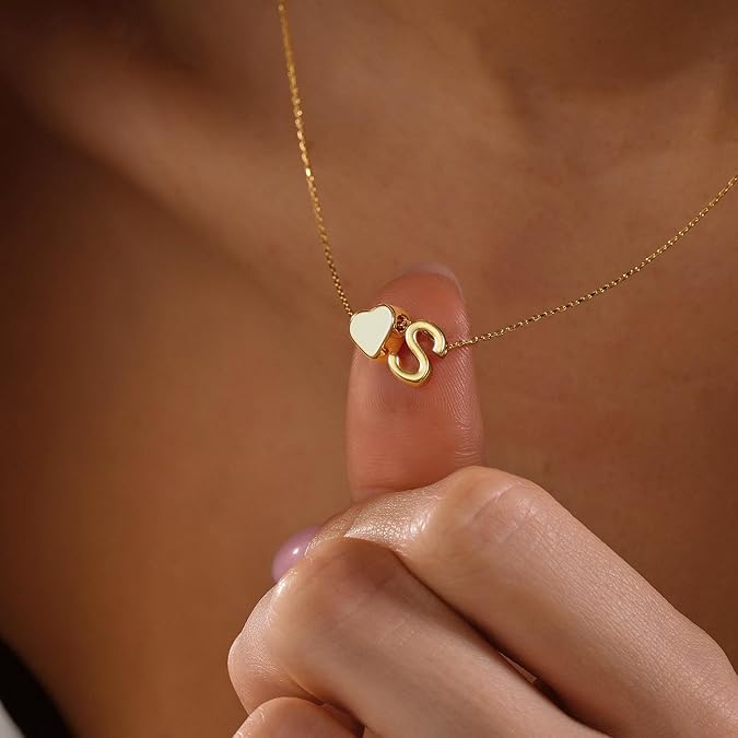 Teeny Heart Initial Necklace