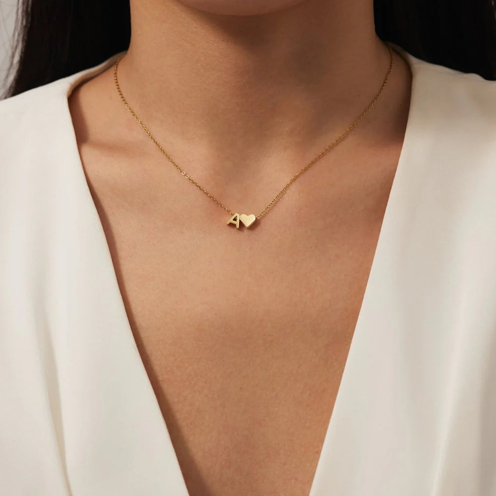 Teeny Heart Initial Necklace