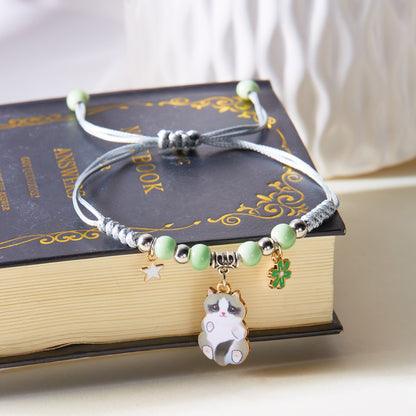 Kitty Charm Handwoven Bracelet