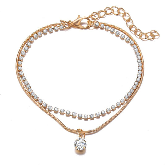 Diamond Dangle Boho Anklet