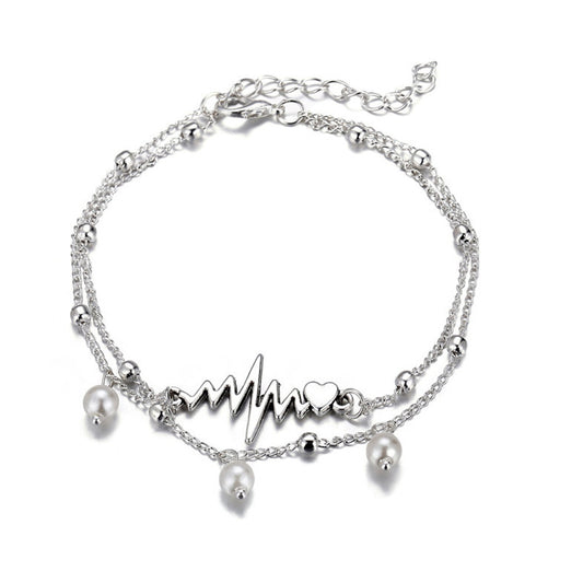 Double-Layer Pearl ECG Anklet