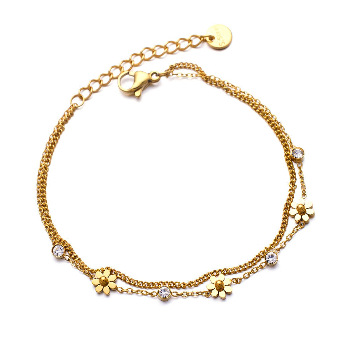 Sparkling Flower Chain Bracelet