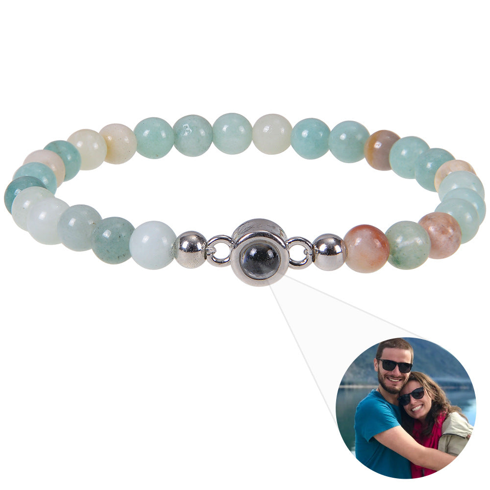 Personalized Natural Stone Photo Bracelet