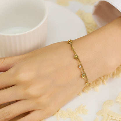 Sparkling Flower Chain Bracelet