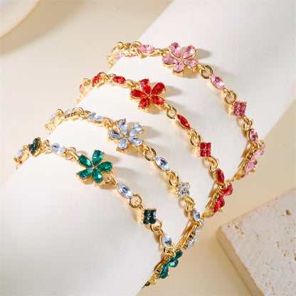 Sparkling Flower Pendant Bracelet