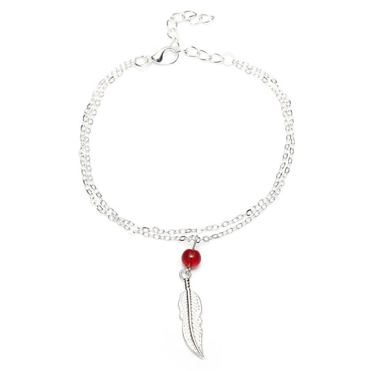 Crystal Bead Feather Anklet