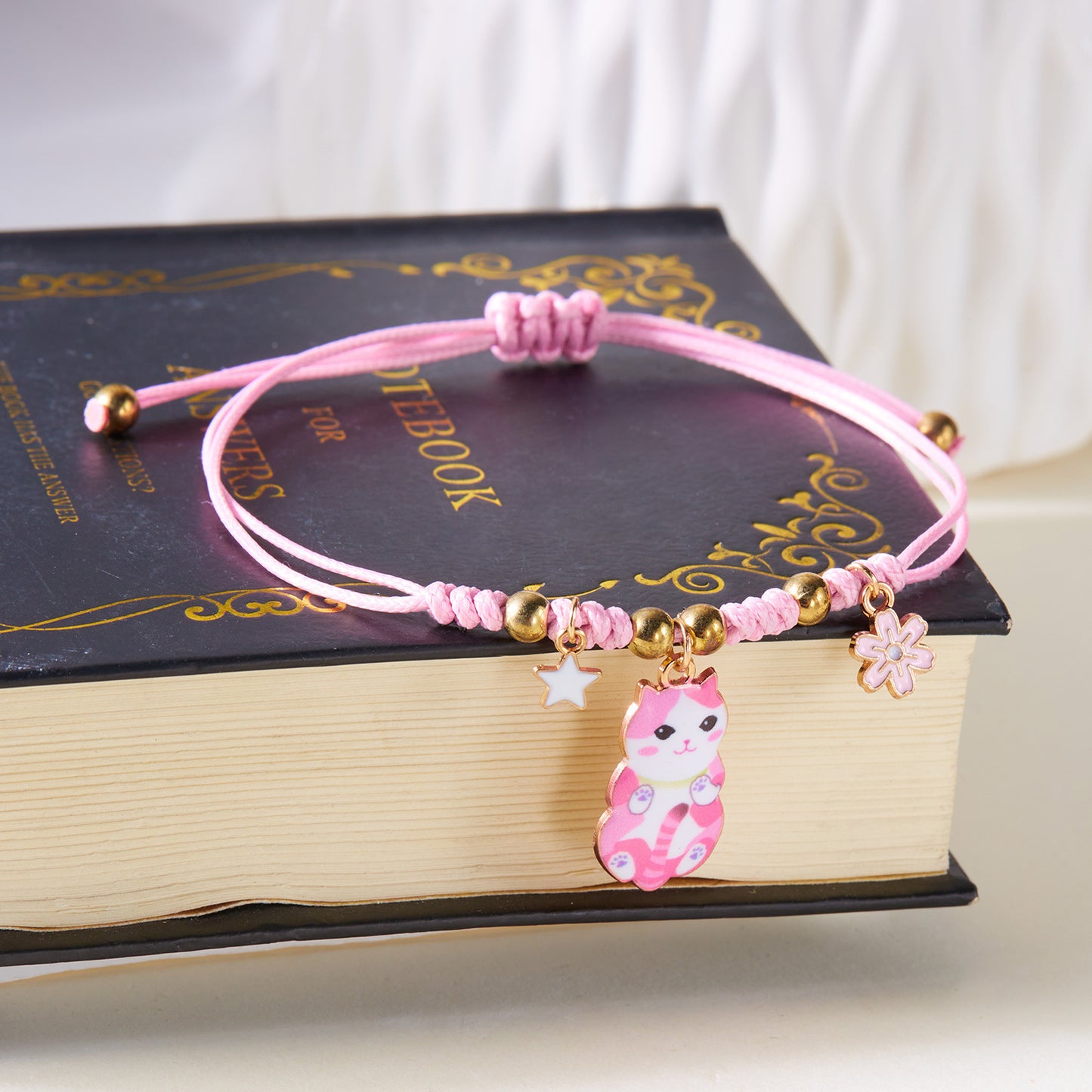 Kitty Charm Handwoven Bracelet