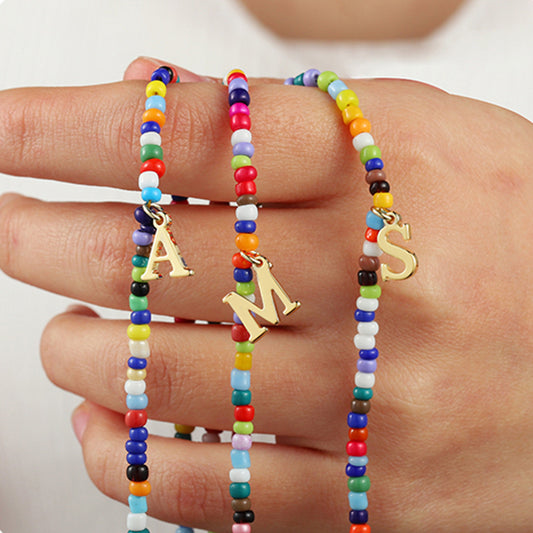 Sunberry Beaded Initial Necklace