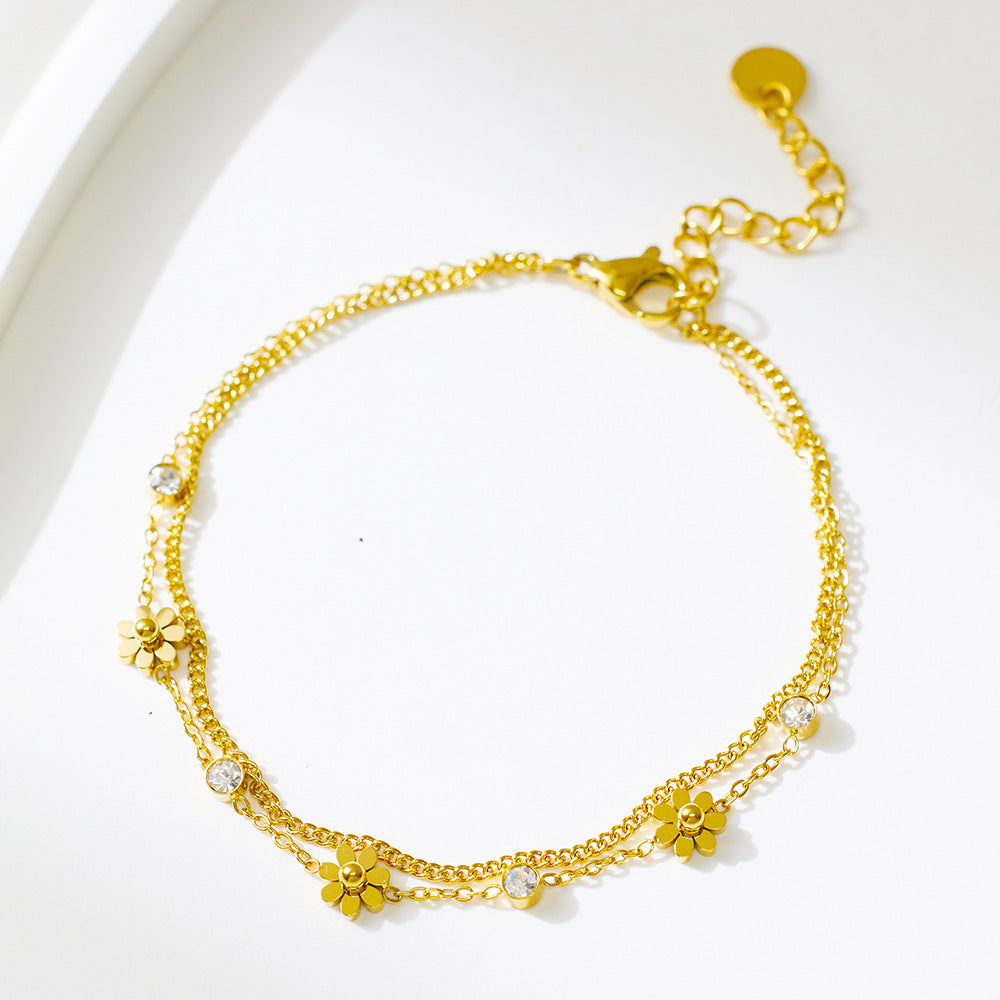 Sparkling Flower Chain Bracelet