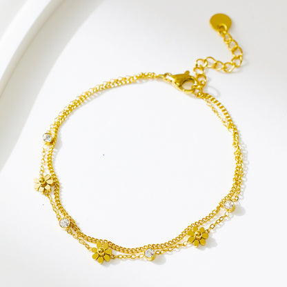 Sparkling Flower Chain Bracelet