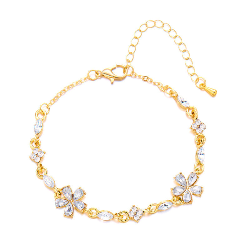 Sparkling Flower Pendant Bracelet