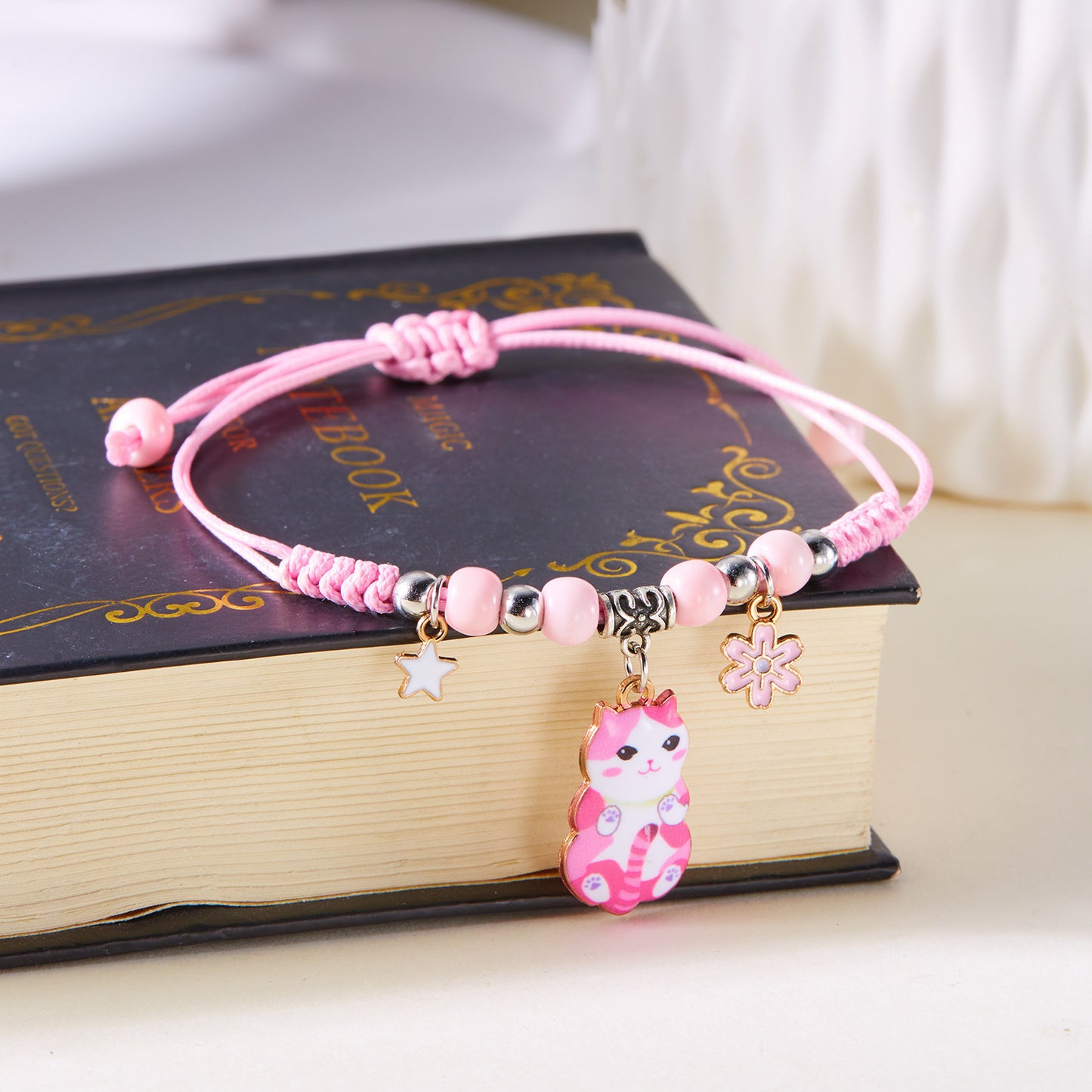 Kitty Charm Handwoven Bracelet