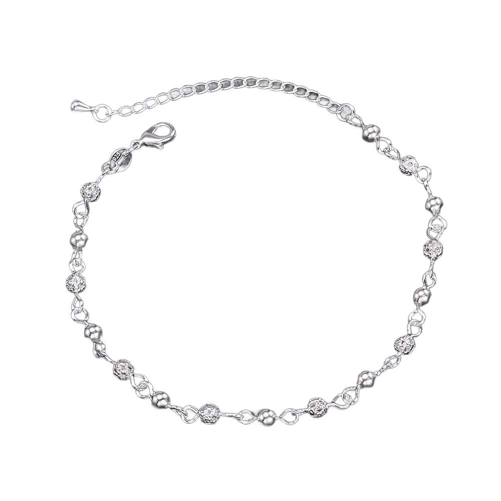 Hollow Beads Silver Star Anklet