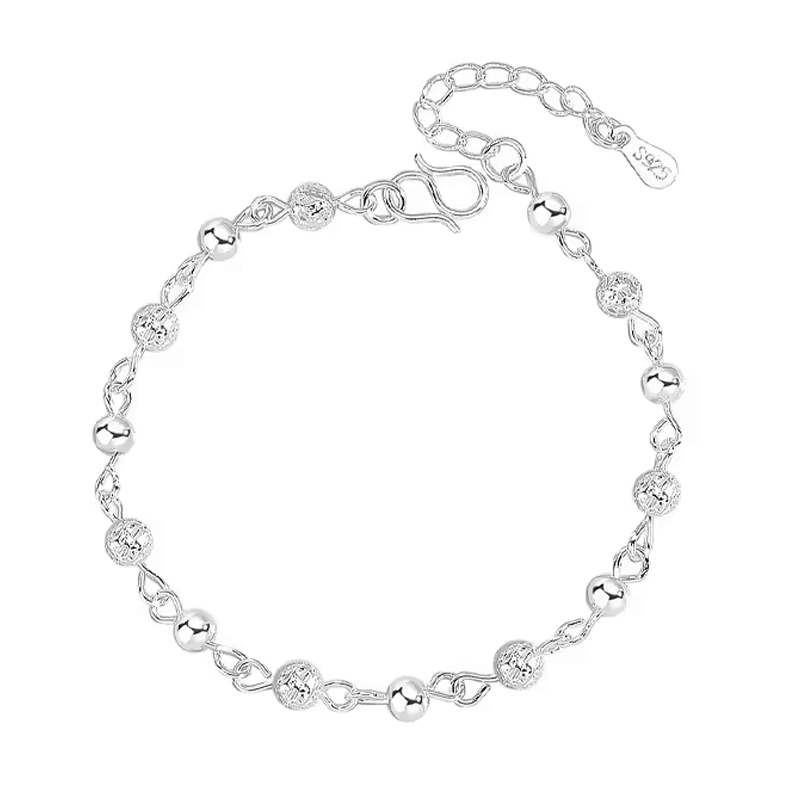 Hollow Beads Silver Star Anklet