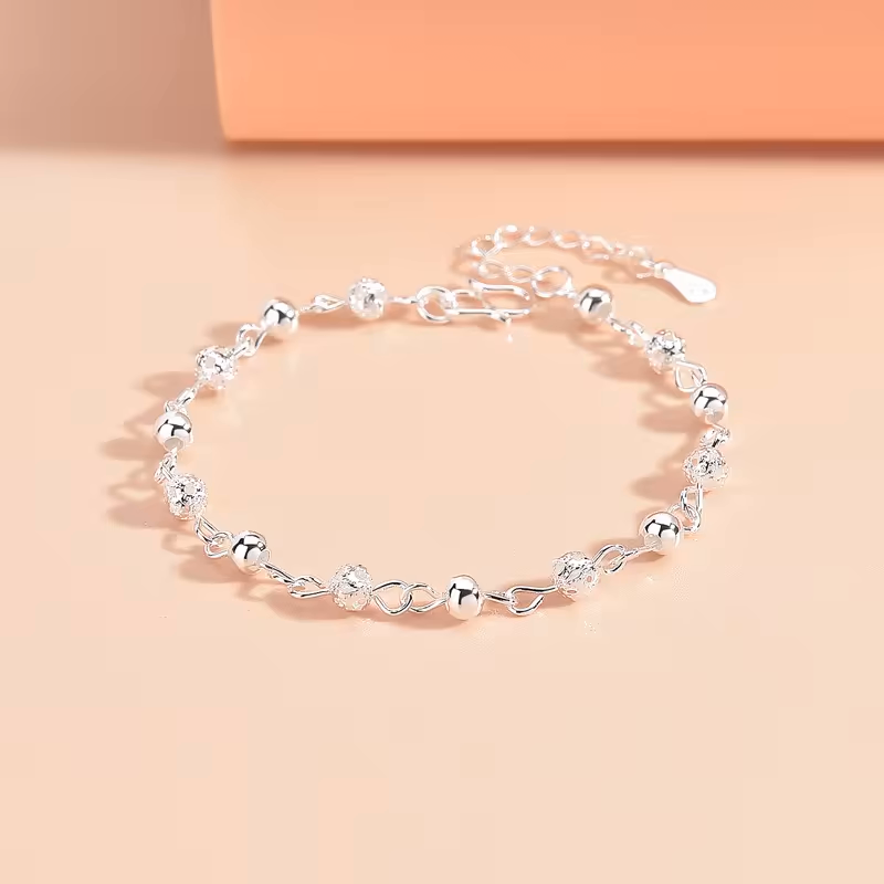 Hollow Beads Silver Star Anklet