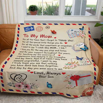 To My Mom – Cozy Flannel Blanket with a Heartfelt Message