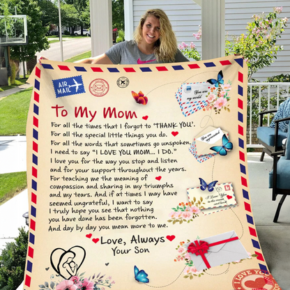 To My Mom – Cozy Flannel Blanket with a Heartfelt Message