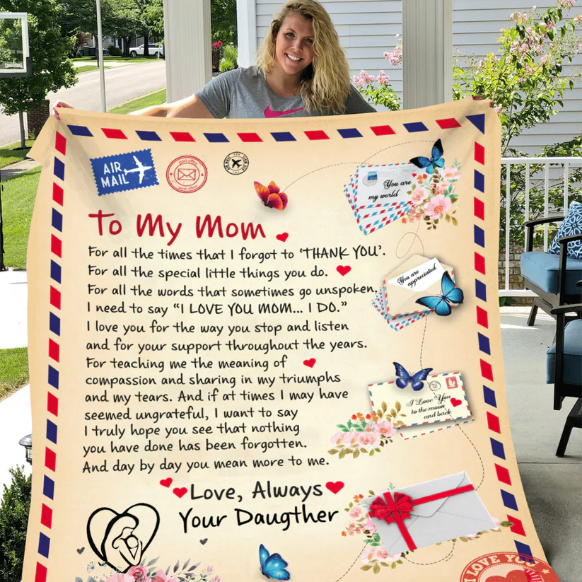 To My Mom – Cozy Flannel Blanket with a Heartfelt Message