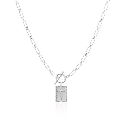 Nail Cross Pendant Necklace - 18K Gold Plated