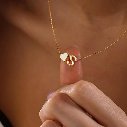 Teeny Heart Initial Necklace