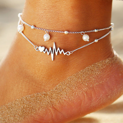 Double-Layer Pearl ECG Anklet