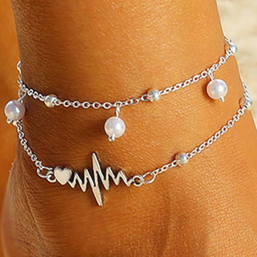 Double-Layer Pearl ECG Anklet