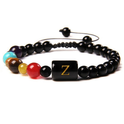 Custom Initial Seven-Pulse Tiger Eye Bracelet